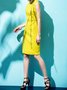Yellow Sleeveless Polyester Slit Plain Midi Dress